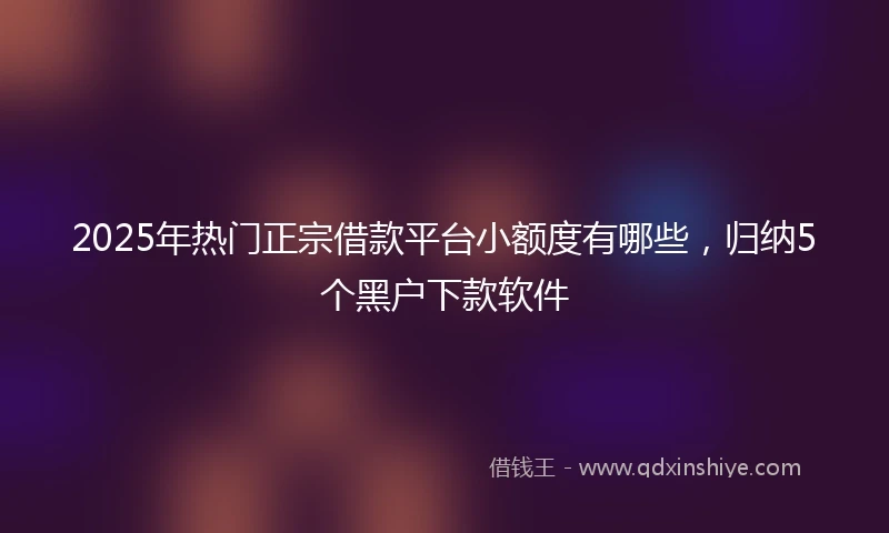 2025年热门正宗借款平台小额度有哪些，归纳5个黑户下款软件