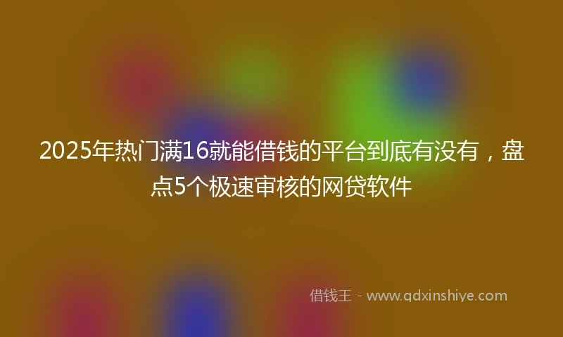 2025年热门满16就能借钱的平台到底有没有，盘点5个极速审核的网贷软件