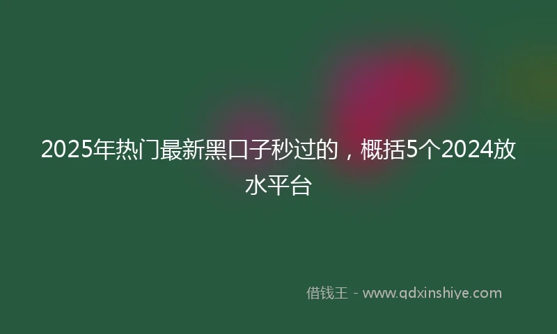 2025年热门最新黑口子秒过的，概括5个2024放水平台