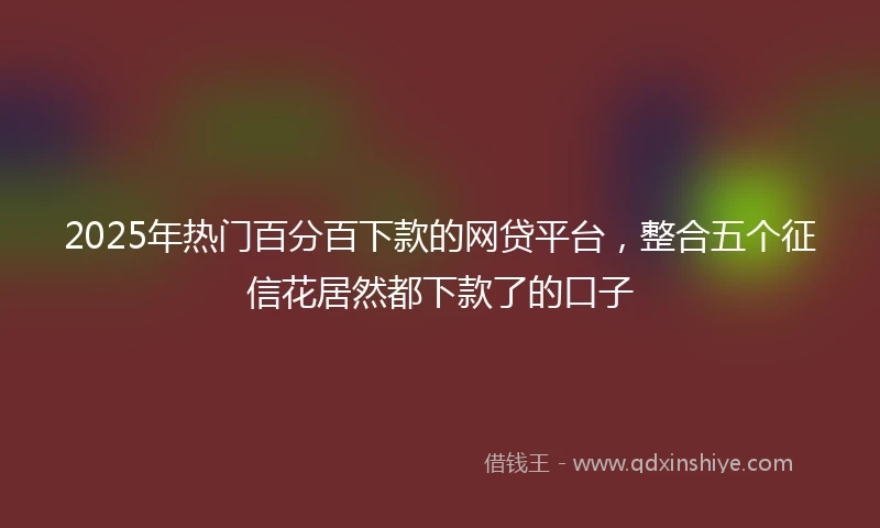 2025年热门百分百下款的网贷平台，整合五个征信花居然都下款了的口子