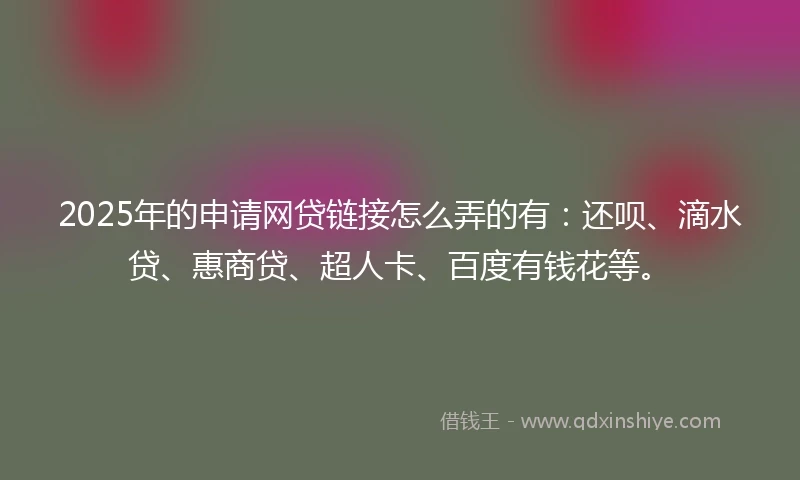 2025年的申请网贷链接怎么弄的有：还呗、滴水贷、惠商贷、超人卡、百度有钱花等。
