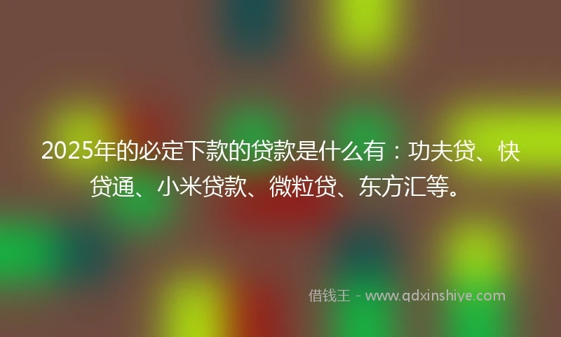 2025年的必定下款的贷款是什么有：功夫贷、快贷通、小米贷款、微粒贷、东方汇等。