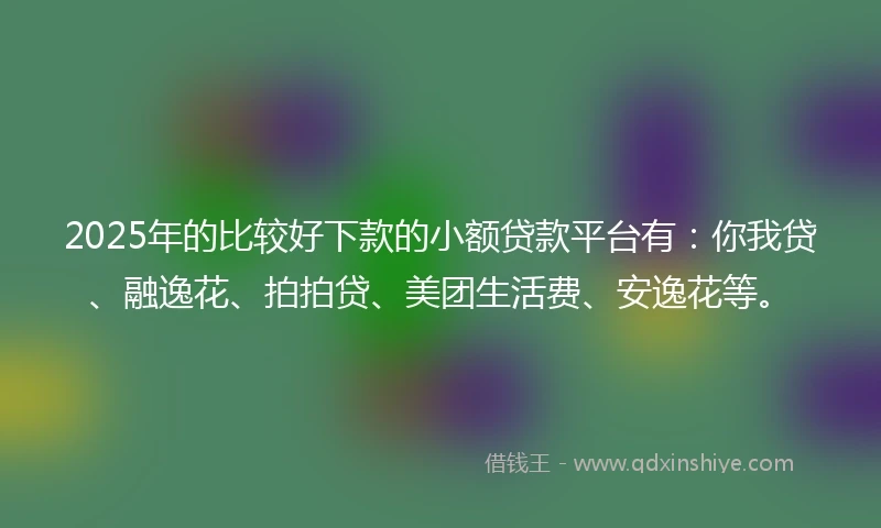 2025年的比较好下款的小额贷款平台有：你我贷、融逸花、拍拍贷、美团生活费、安逸花等。