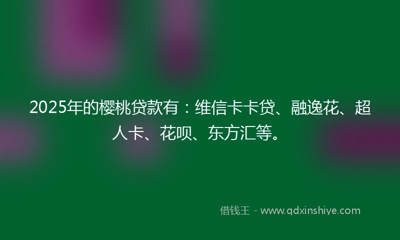 2025年的樱桃贷款有：维信卡卡贷、融逸花、超人卡、花呗、东方汇等。