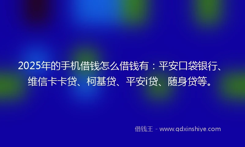 2025年的手机借钱怎么借钱有：平安口袋银行、维信卡卡贷、柯基贷、平安i贷、随身贷等。