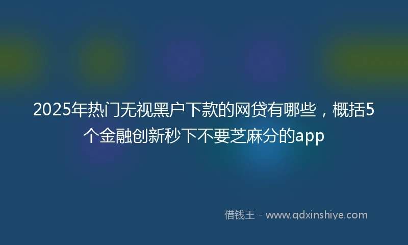 2025年热门无视黑户下款的网贷有哪些，概括5个金融创新秒下不要芝麻分的app