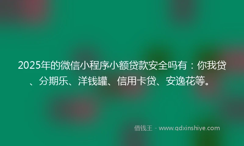 2025年的微信小程序小额贷款安全吗有：你我贷、分期乐、洋钱罐、信用卡贷、安逸花等。