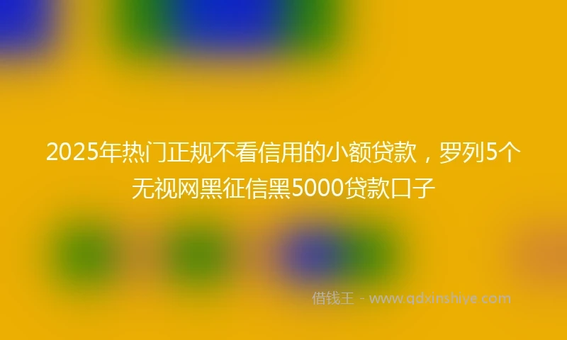 2025年热门正规不看信用的小额贷款，罗列5个无视网黑征信黑5000贷款口子