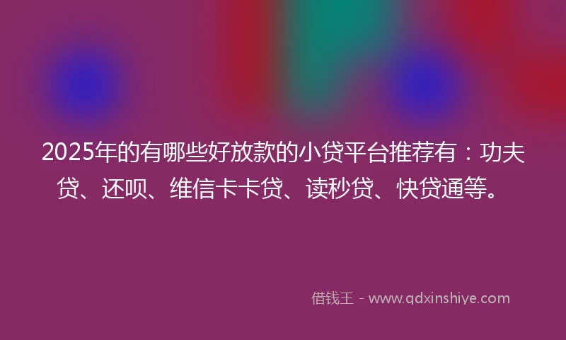 2025年的有哪些好放款的小贷平台推荐有：功夫贷、还呗、维信卡卡贷、读秒贷、快贷通等。