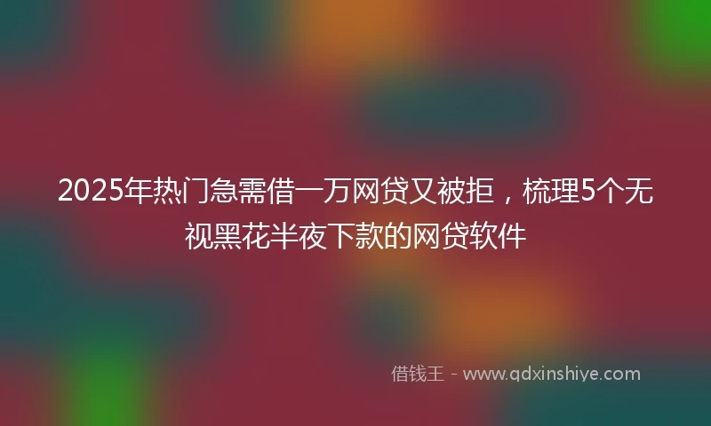 2025年热门急需借一万网贷又被拒，梳理5个无视黑花半夜下款的网贷软件