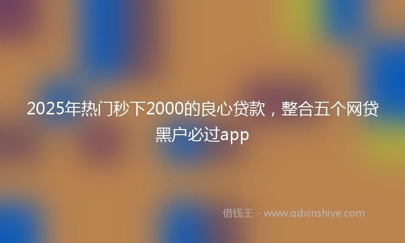 2025年热门秒下2000的良心贷款，整合五个网贷黑户必过app