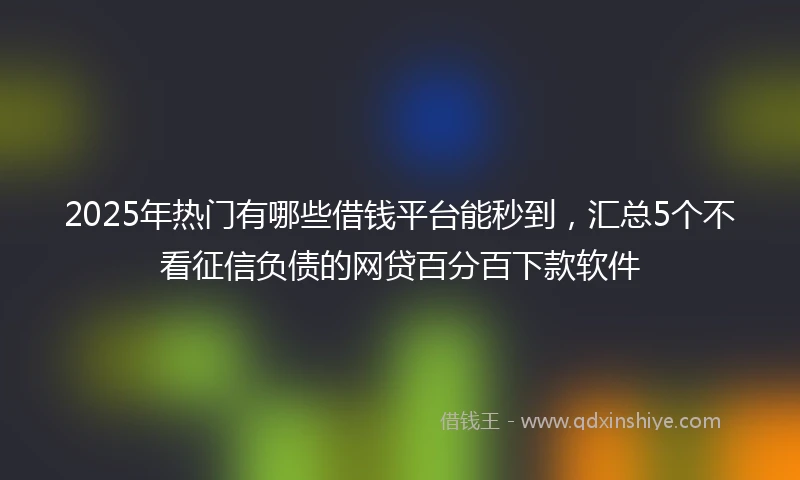 2025年热门有哪些借钱平台能秒到，汇总5个不看征信负债的网贷百分百下款软件