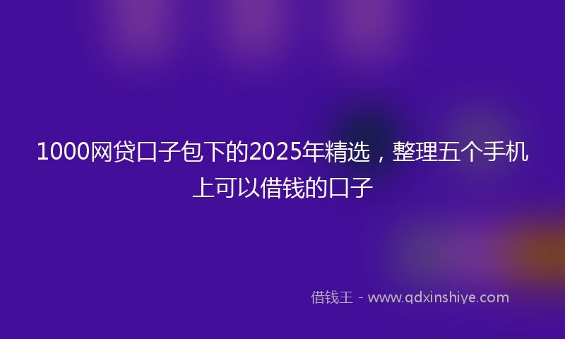 1000网贷口子包下的2025年精选，整理五个手机上可以借钱的口子