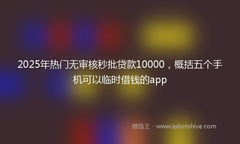 2025年热门无审核秒批贷款10000，概括五个手机可以临时借钱的app