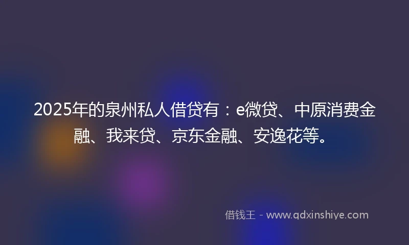 2025年的泉州私人借贷有：e微贷、中原消费金融、我来贷、京东金融、安逸花等。