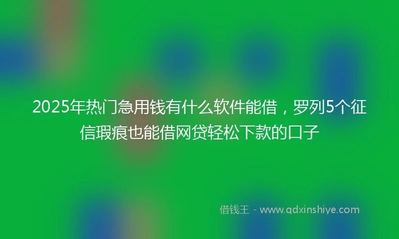 2025年热门急用钱有什么软件能借，罗列5个征信瑕疵也能借网贷轻松下款的口子