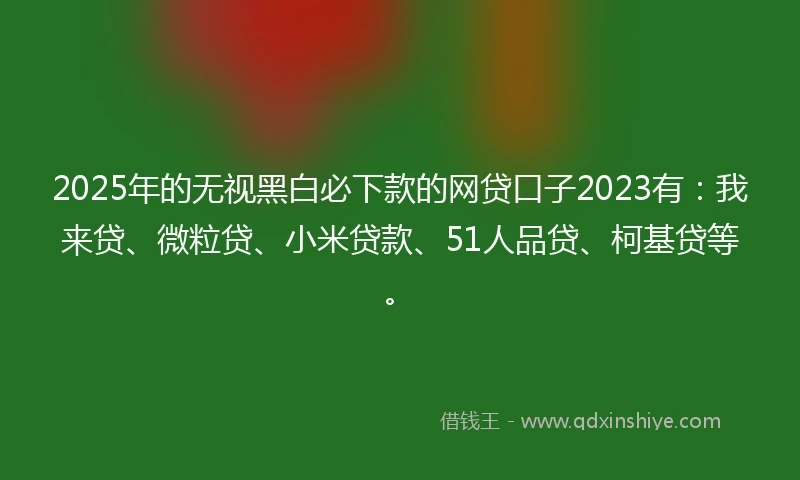 2025年的无视黑白必下款的网贷口子2023有：我来贷、微粒贷、小米贷款、51人品贷、柯基贷等。