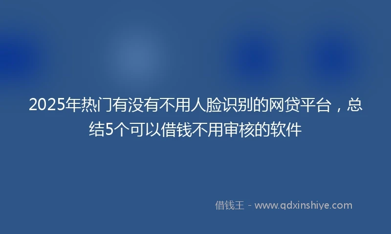 2025年热门有没有不用人脸识别的网贷平台，总结5个可以借钱不用审核的软件