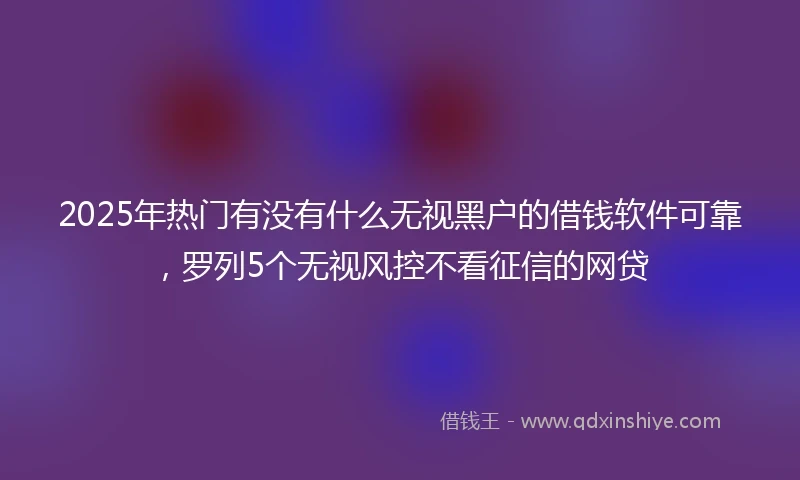 2025年热门有没有什么无视黑户的借钱软件可靠，罗列5个无视风控不看征信的网贷