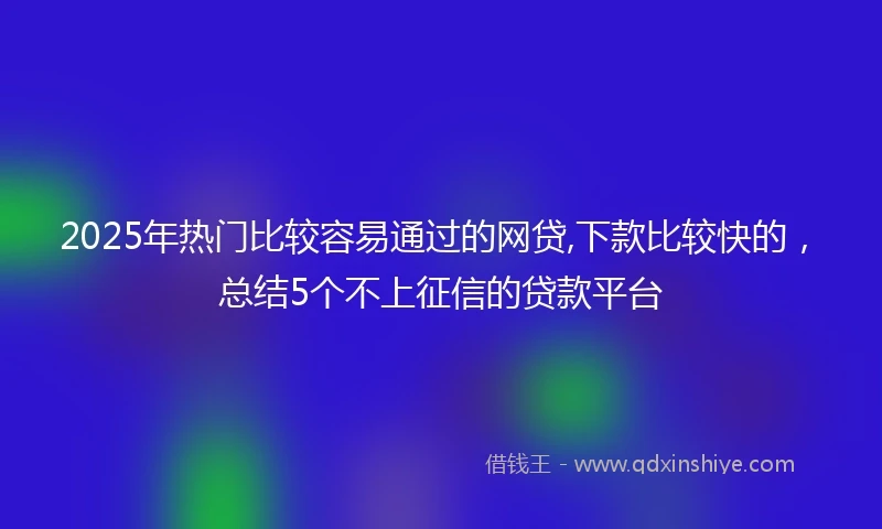 2025年热门比较容易通过的网贷,下款比较快的，总结5个不上征信的贷款平台