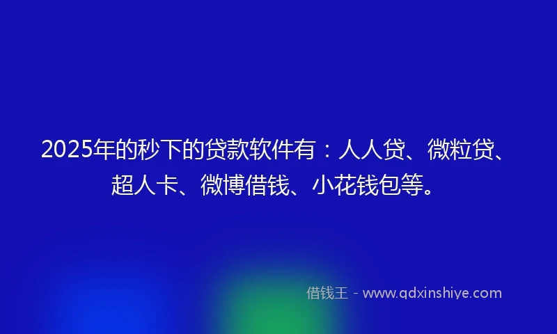 2025年的秒下的贷款软件有：人人贷、微粒贷、超人卡、微博借钱、小花钱包等。
