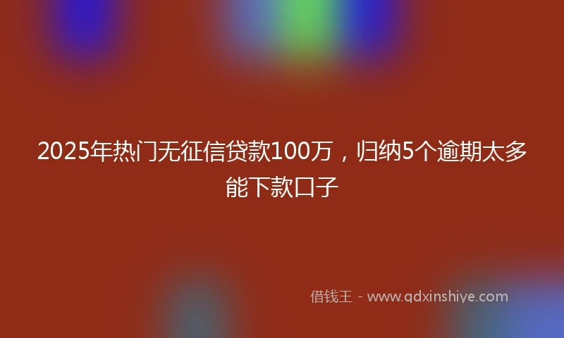 2025年热门无征信贷款100万，归纳5个逾期太多能下款口子