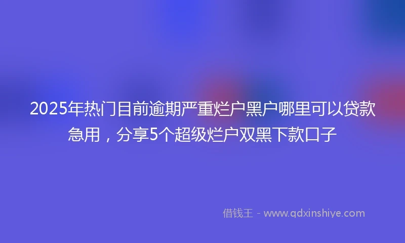 2025年热门目前逾期严重烂户黑户哪里可以贷款急用，分享5个超级烂户双黑下款口子