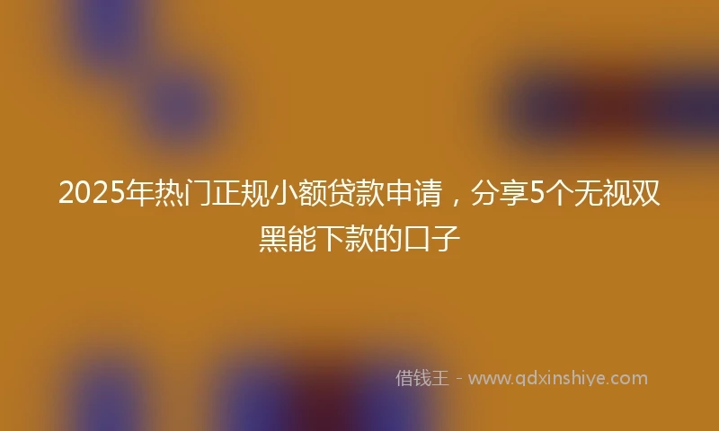 2025年热门正规小额贷款申请，分享5个无视双黑能下款的口子