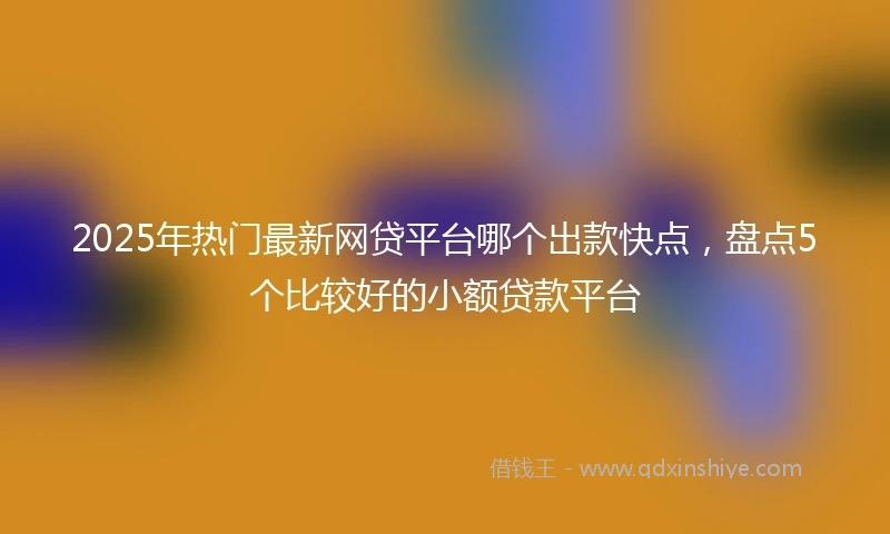 2025年热门最新网贷平台哪个出款快点，盘点5个比较好的小额贷款平台