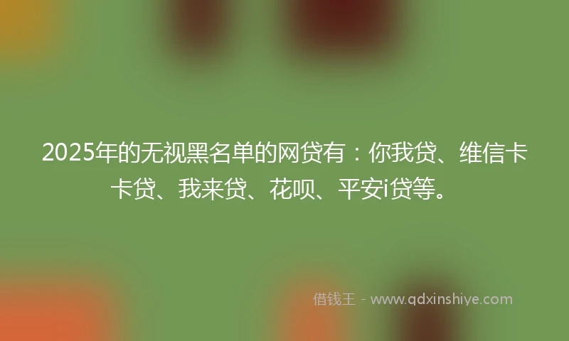 2025年的无视黑名单的网贷有：你我贷、维信卡卡贷、我来贷、花呗、平安i贷等。