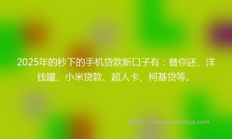 2025年的秒下的手机贷款新口子有：替你还、洋钱罐、小米贷款、超人卡、柯基贷等。