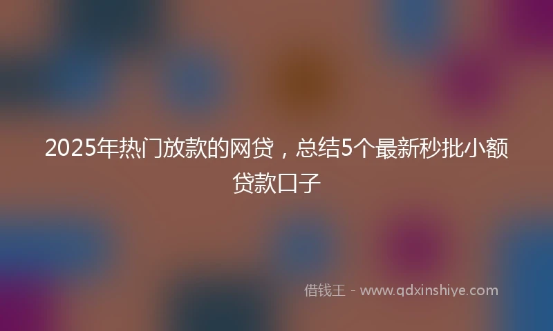 2025年热门放款的网贷，总结5个最新秒批小额贷款口子