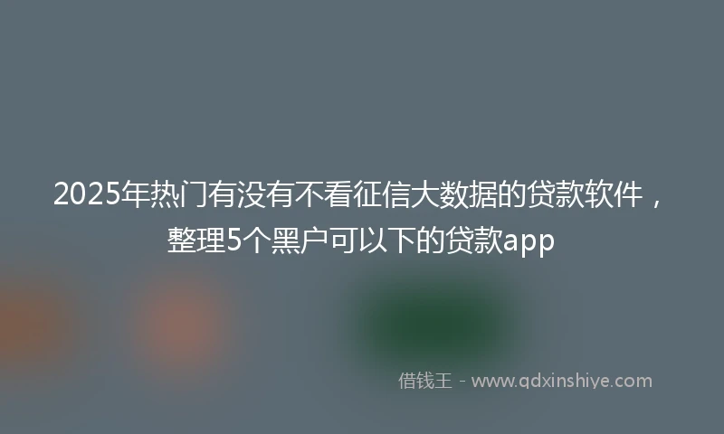 2025年热门有没有不看征信大数据的贷款软件，整理5个黑户可以下的贷款app