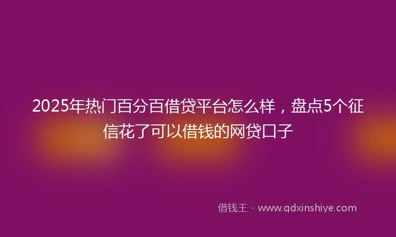 2025年热门百分百借贷平台怎么样，盘点5个征信花了可以借钱的网贷口子