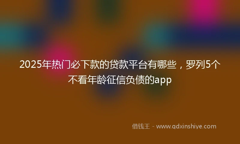 2025年热门必下款的贷款平台有哪些，罗列5个不看年龄征信负债的app