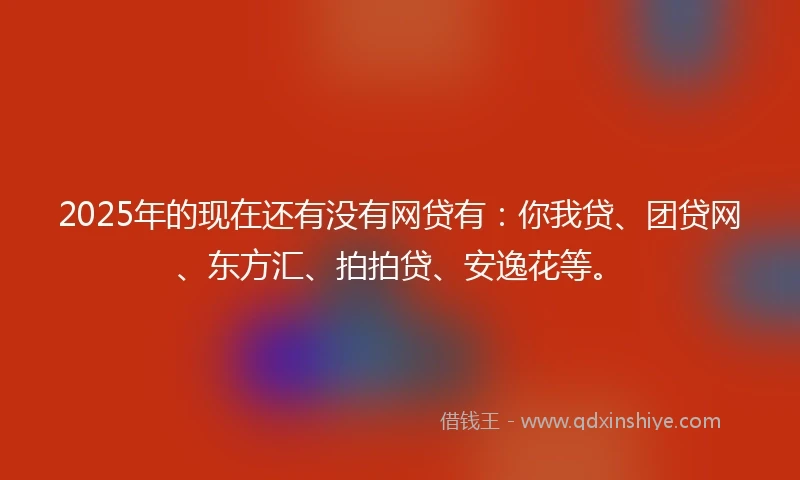 2025年的现在还有没有网贷有：你我贷、团贷网、东方汇、拍拍贷、安逸花等。
