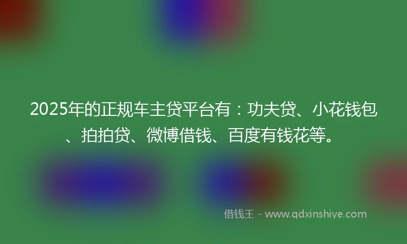 2025年的正规车主贷平台有：功夫贷、小花钱包、拍拍贷、微博借钱、百度有钱花等。