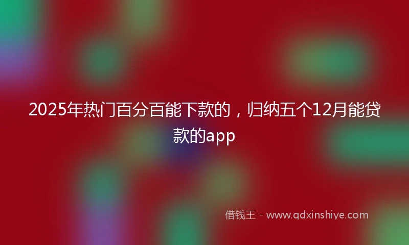 2025年热门百分百能下款的，归纳五个12月能贷款的app