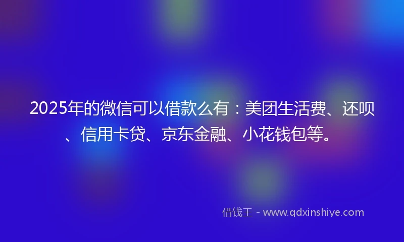 2025年的微信可以借款么有：美团生活费、还呗、信用卡贷、京东金融、小花钱包等。