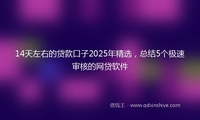 14天左右的贷款口子2025年精选，总结5个极速审核的网贷软件