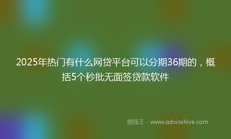 2025年热门有什么网贷平台可以分期36期的，概括5个秒批无面签贷款软件