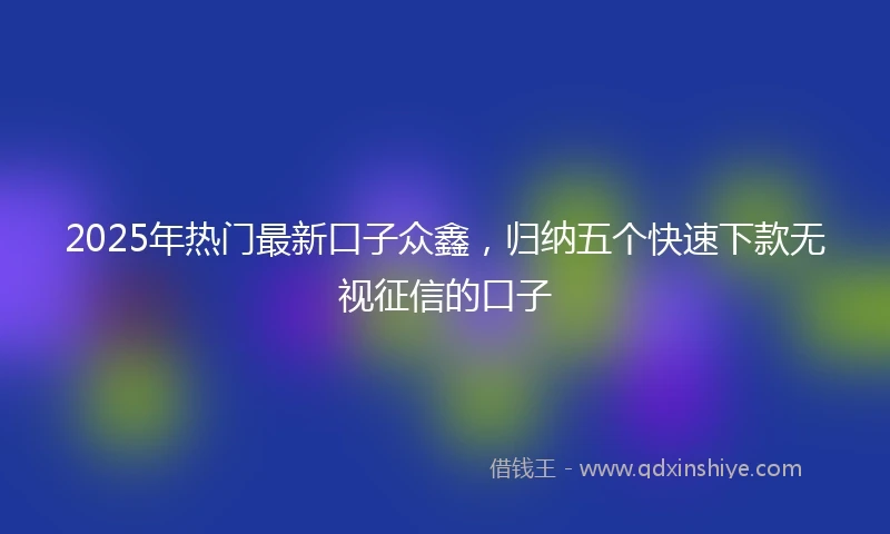 2025年热门最新口子众鑫，归纳五个快速下款无视征信的口子