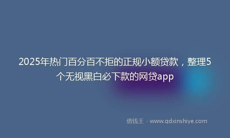 2025年热门百分百不拒的正规小额贷款，整理5个无视黑白必下款的网贷app