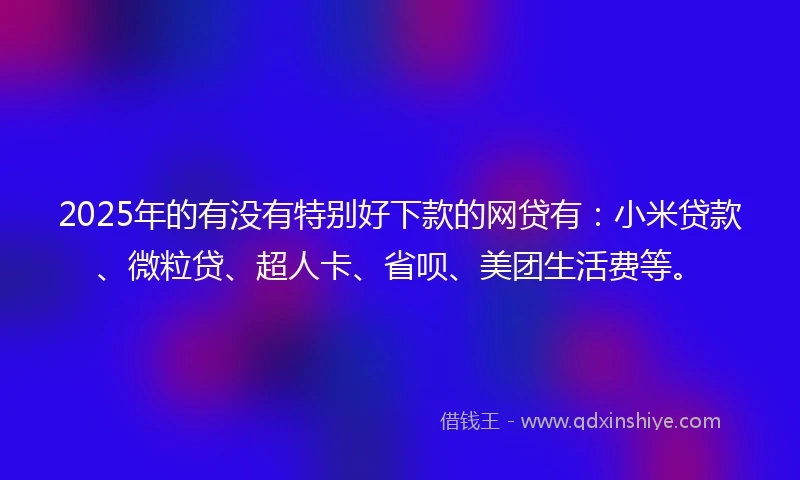 2025年的有没有特别好下款的网贷有：小米贷款、微粒贷、超人卡、省呗、美团生活费等。
