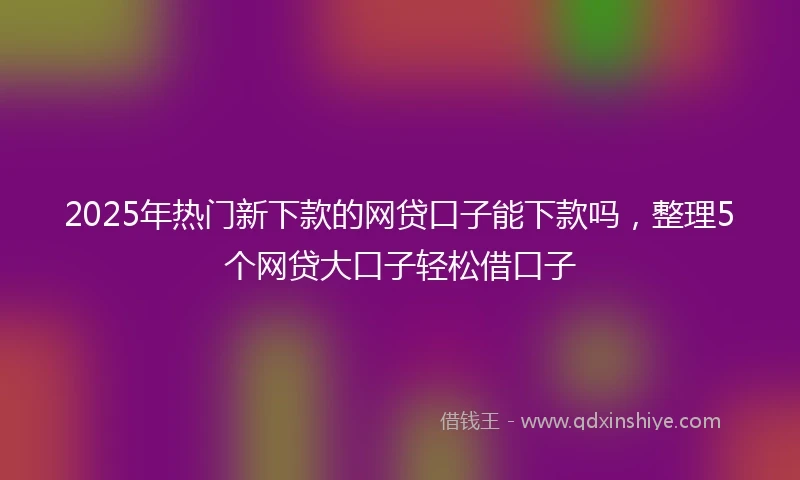 2025年热门新下款的网贷口子能下款吗，整理5个网贷大口子轻松借口子