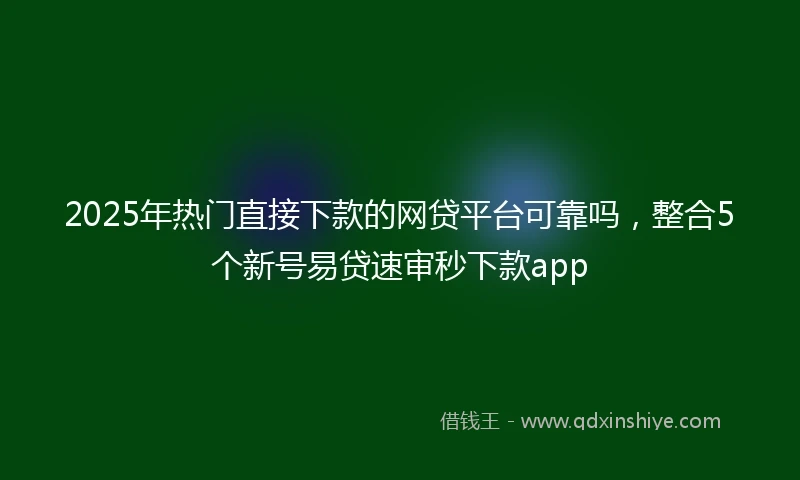 2025年热门直接下款的网贷平台可靠吗，整合5个新号易贷速审秒下款app