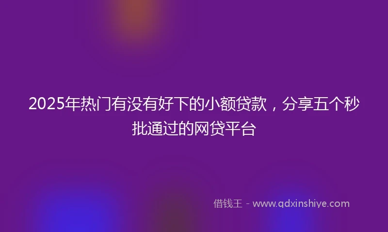 2025年热门有没有好下的小额贷款，分享五个秒批通过的网贷平台