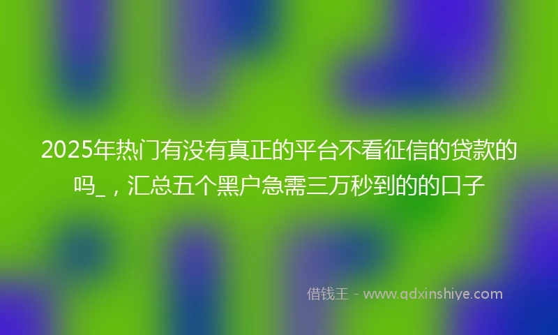 2025年热门有没有真正的平台不看征信的贷款的吗_，汇总五个黑户急需三万秒到的的口子