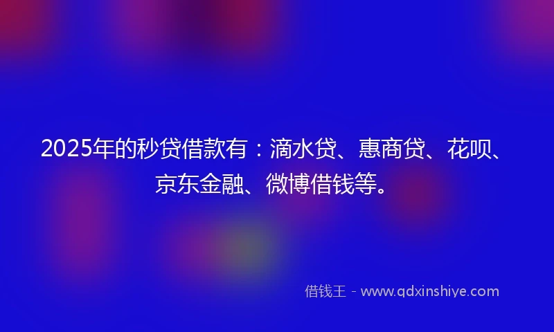 2025年的秒贷借款有：滴水贷、惠商贷、花呗、京东金融、微博借钱等。