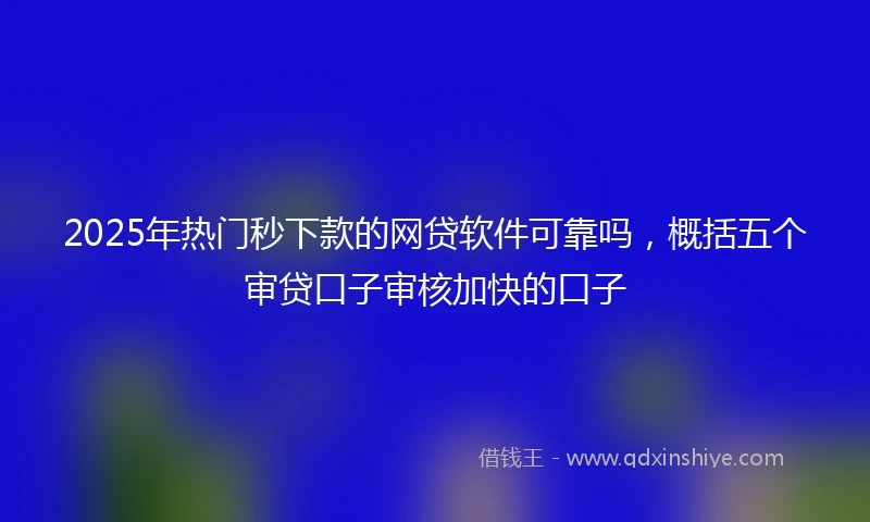2025年热门秒下款的网贷软件可靠吗，概括五个审贷口子审核加快的口子